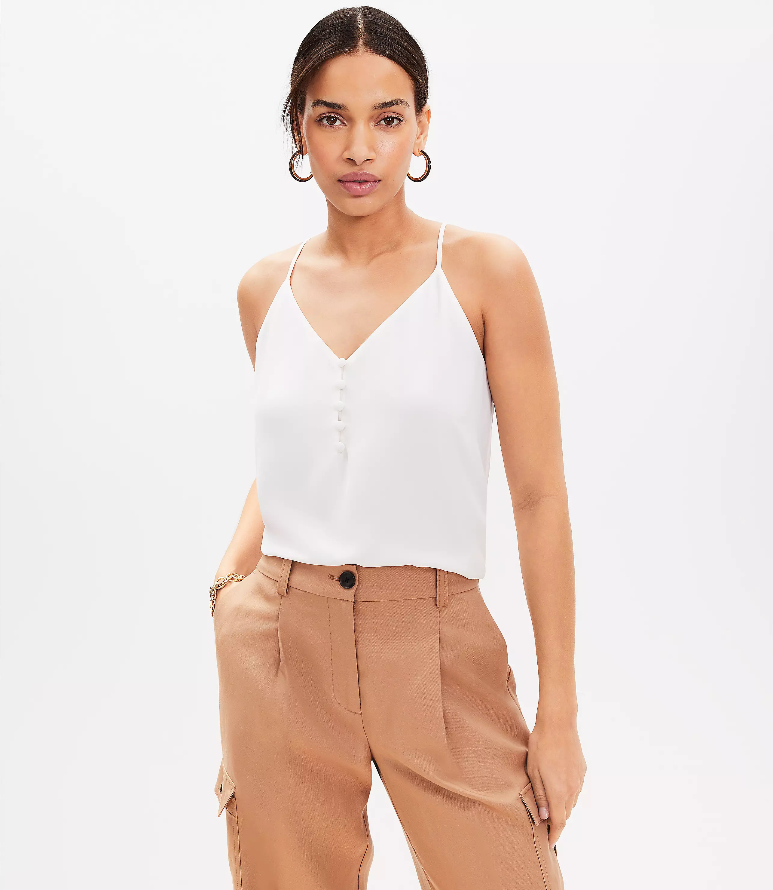 Covered Button Strappy Cami | LOFT