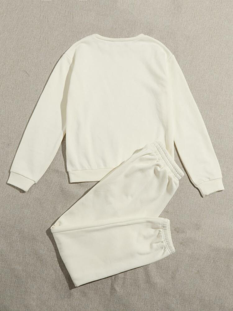 SHEIN Solid Pullover & Sweatpants Set | SHEIN