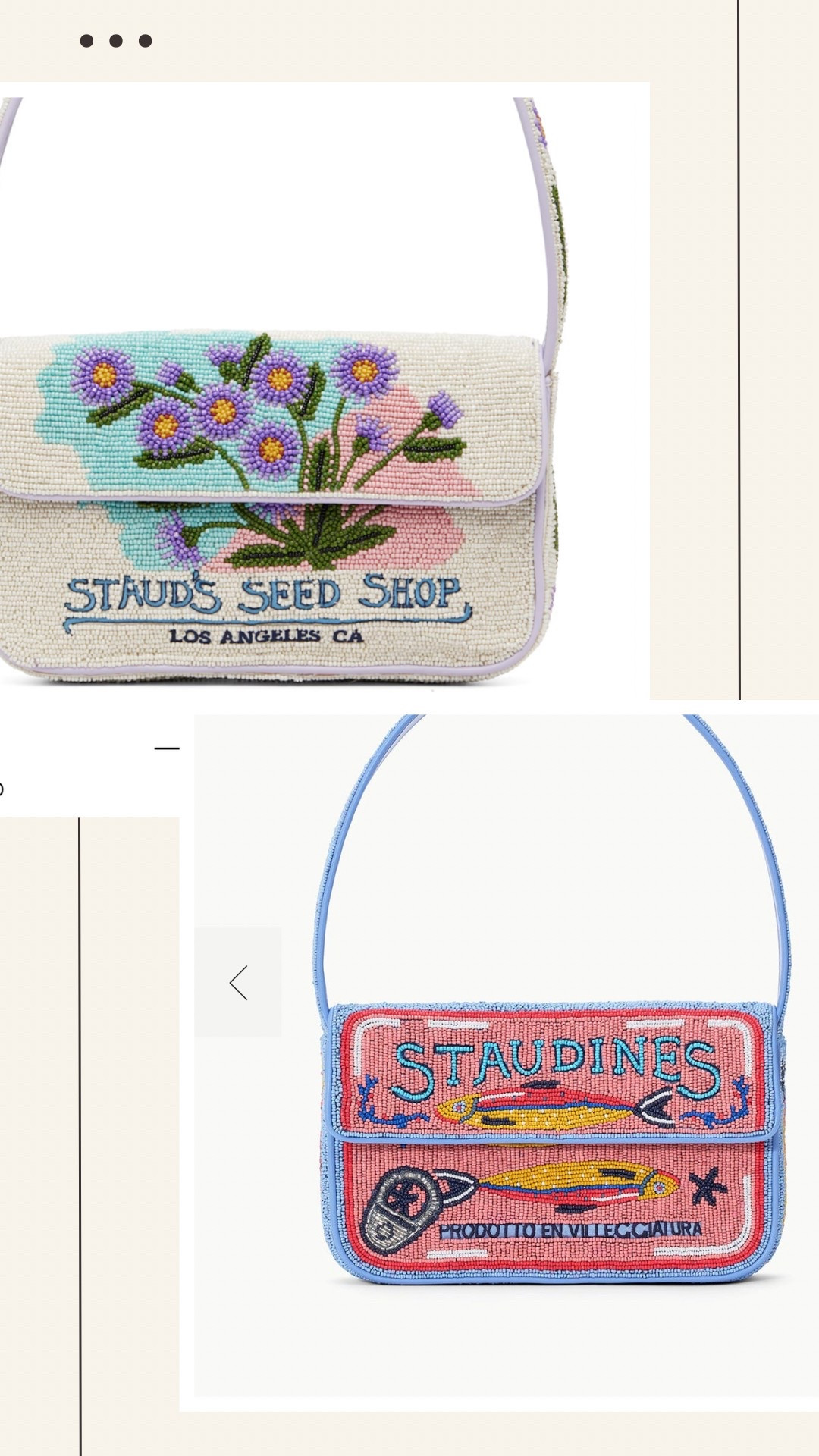 I’ve had my eye on a beaded Tommy bag for a while now… but I can’t decide - seed packet to honor my love of gardening or the cheeky Sardine 🐟 bag!? The seed shop style is now on sale at SSENSE! 🦋💙 #staud #beadedbag #tommybag #sardine #sardinesummer #cheeky #staudine 

#LTKsale #LTKbag #LTKsummer
