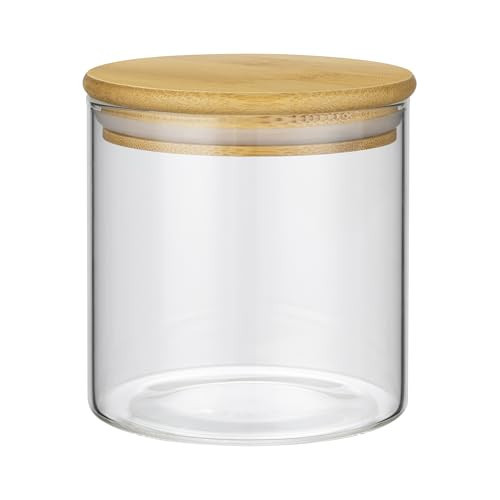 piconesper 1PC Small Glass Storage Jars with Airtight Lids, 18 fl oz (550ml) Cute Clear Glass Storage container with bamboo Lid, Glass Pantry Canister for Beans, Rice, Sugar, Cookie Coffee and etc | Amazon (US)