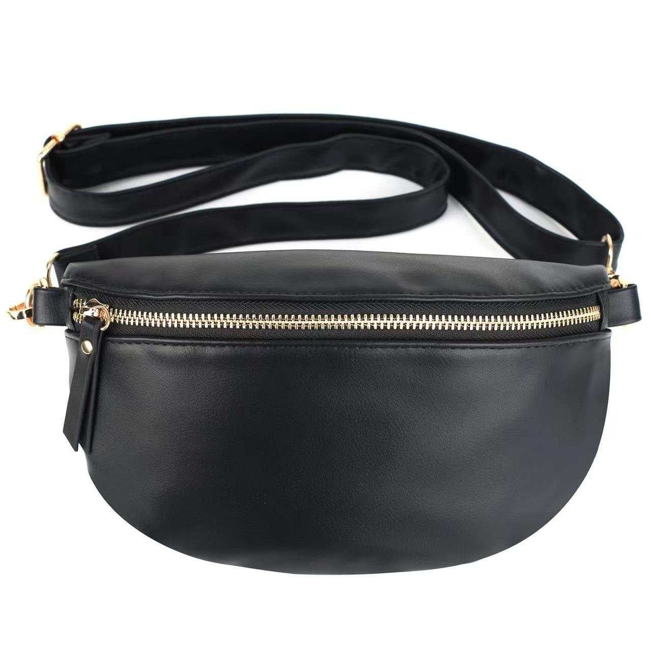 KLYQUE Women's Black Leather Fanny Pack - Adjustable Crossbody Travel Bag with Messenger & Chest ... | Walmart (US)