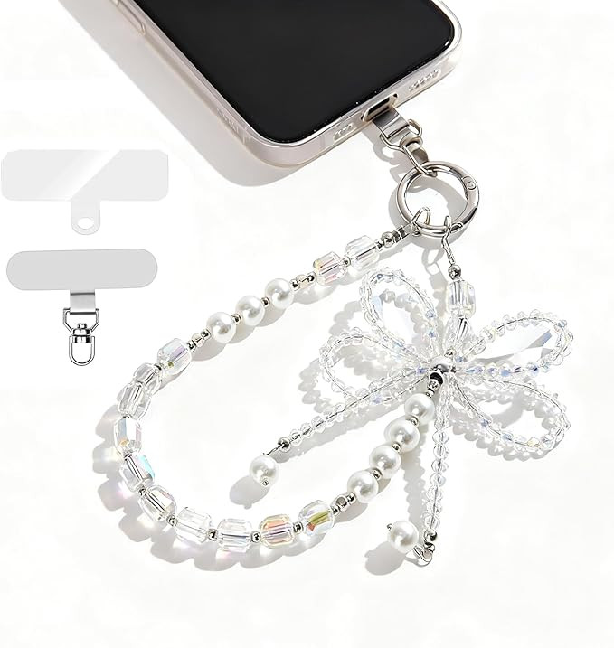 Crystal Phone Charm- Beaded Phone Wrist Strap for Women Bling Keychain Wristlet Cute Phone Chain ... | Amazon (US)