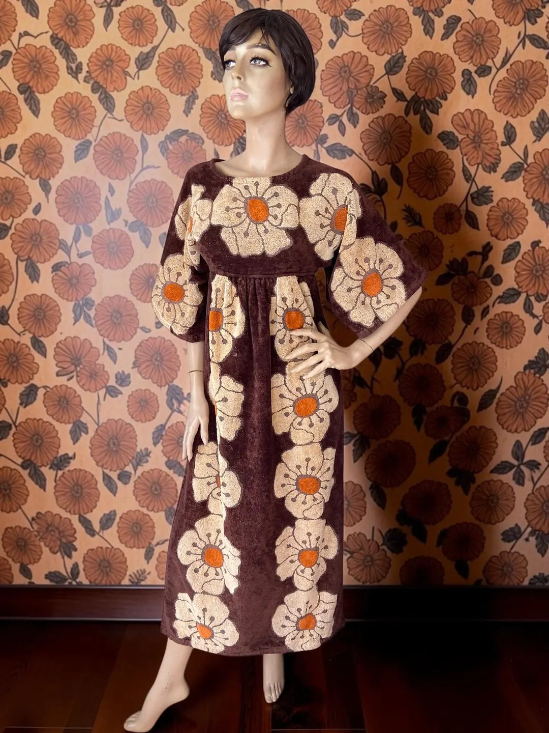 Vintage towelling 70s maxi dress gown beach cover up 8 10 | Etsy (Global)