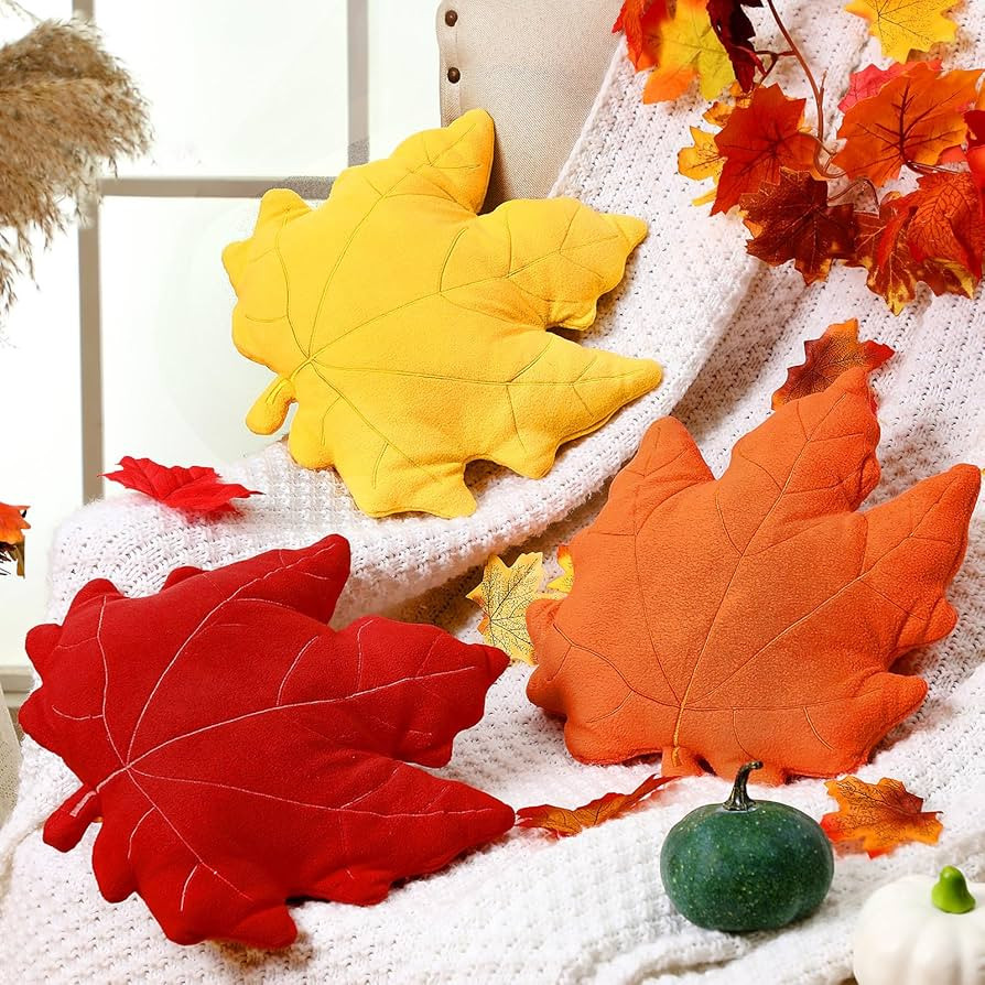 3 Pcs Fall Throw Pillows Maple Leaf Pillow Fall Autumn Maple Shaped Pillows 3D Leaves Decorative ... | Amazon (US)