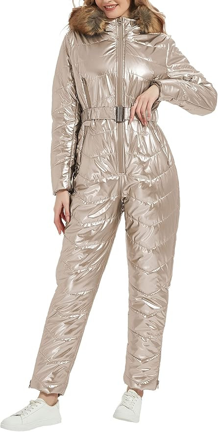RISISSIDA Women Ski Suit Jumpsuit, Winter Onesies Outdoor Sports Waterproof Snowsuit One Piece wi... | Amazon (US)