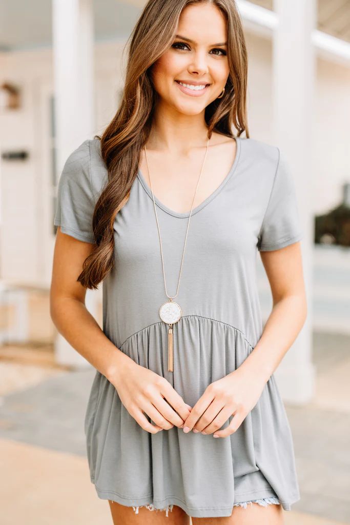Not Over You Gray Peplum Top | The Mint Julep Boutique