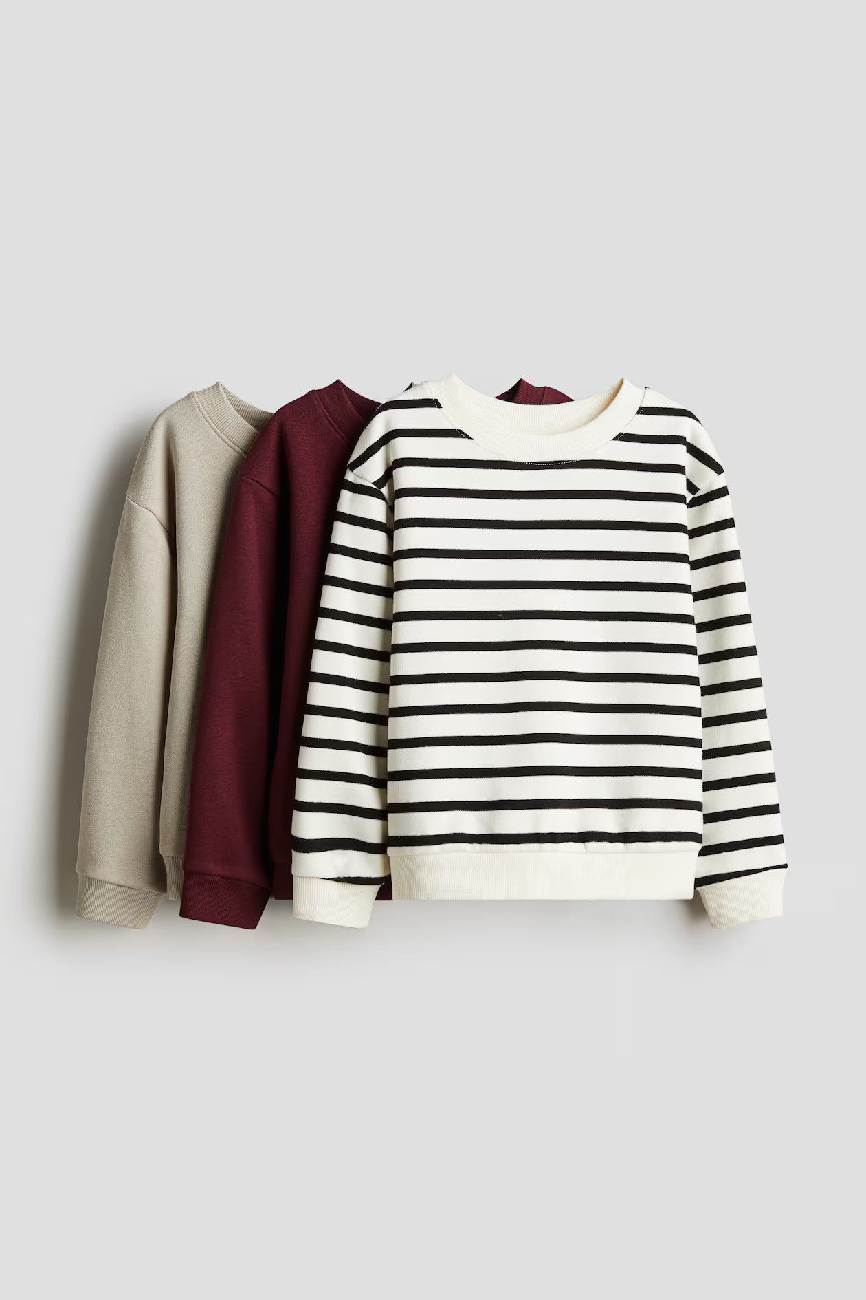 3-pack Sweatshirts - Dark red/striped - Kids | H&M US | H&M (US + CA)