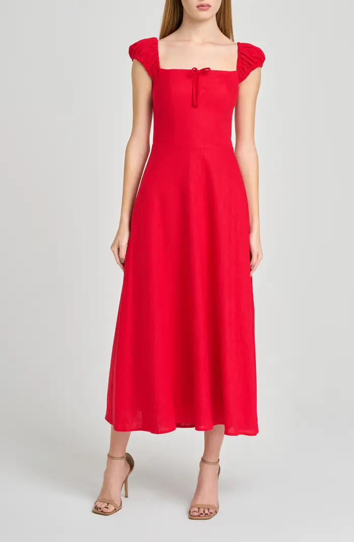 Carina Cap Sleeve Linen Blend Maxi Dress | Nordstrom