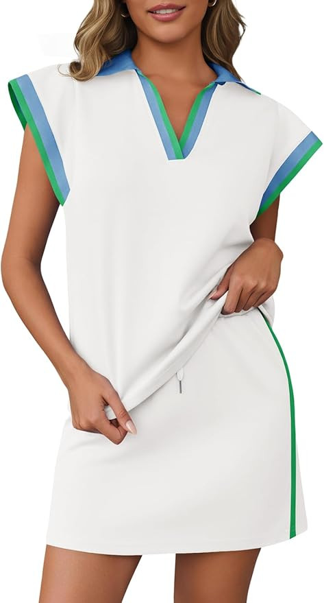 Fisoew Womens 2 Piece Skirt Set Summer Cap Sleeve Tops Matching Tennis Skirts Casual Color Block ... | Amazon (US)