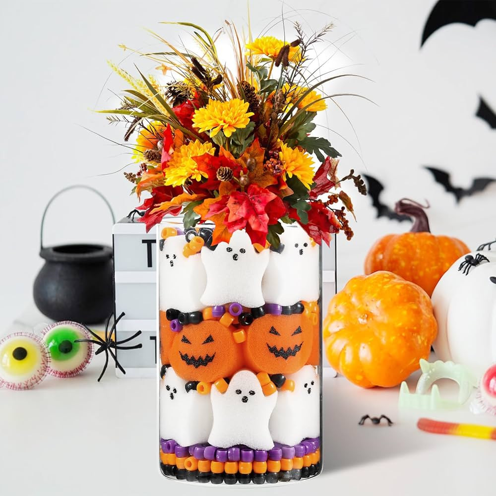 840 Pcs Halloween Vase Filler Halloween Ghost Decor Mini Pumpkin Ghost Sponge Filler Halloween Po... | Amazon (US)
