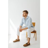 Men's Linen Shirts in Light Blue Color - Regular Fit Button Up From Organic Linen Mens With Long Sleeves & Pocket | Etsy (US)