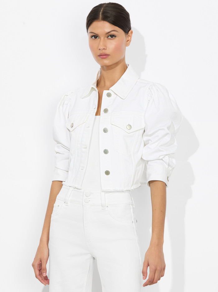 LANA PUFF SLEEVE DENIM JACKET | Alice + Olivia