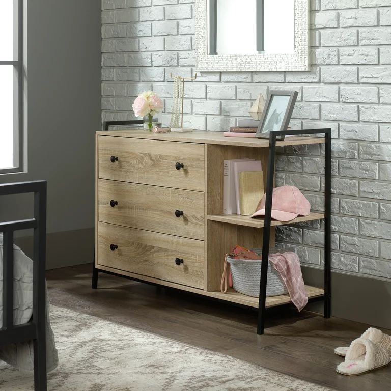 Curiod 3-Drawer Dresser with 2 Shelves, Charter Oak Finish | Walmart (US)