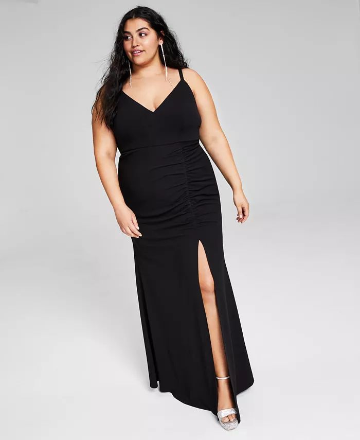 Trendy Plus Size Side-Shirred Gown | Macy's
