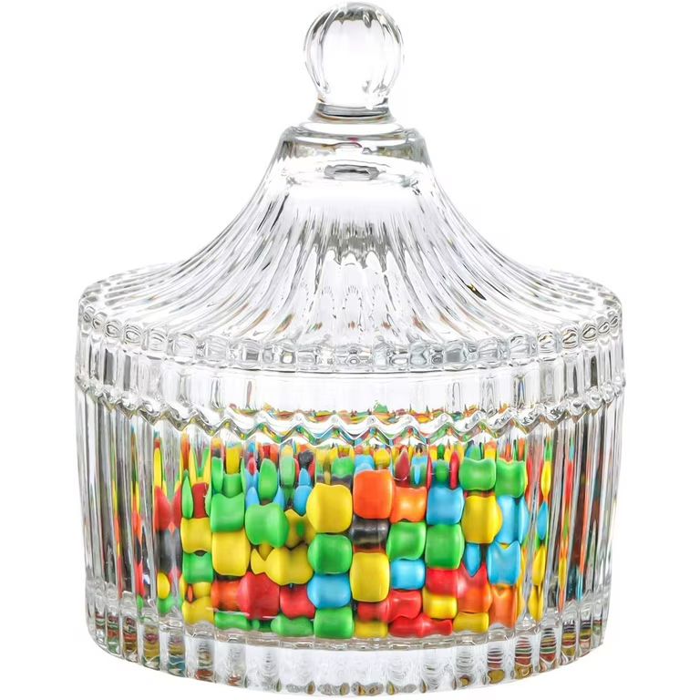 Crystal Glass Covered Candy Dish with Lid Sugar Bowl Cookie Jar (Diameter 3.9 Inch ) | Walmart (US)