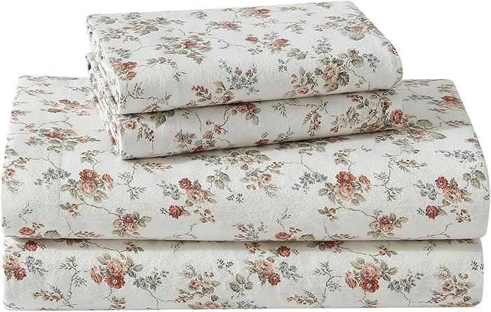 Laura Ashley - Flannel Sheets Queen Size, Anti-Pilling & Wrinkle Resistant Cotton, Touchably Soft... | Amazon (US)