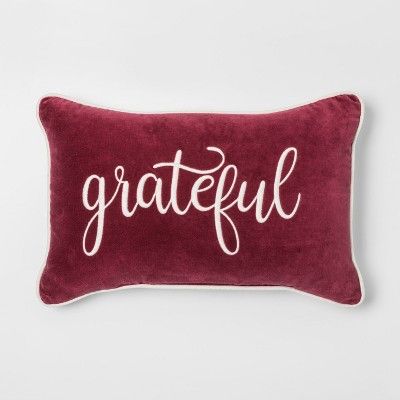 Grateful' Velvet Lumbar Throw Pillow Brown - Threshold™ | Target