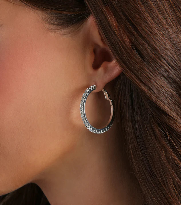 Pretty Sparkle Rhinestone Hoop Earrings | Windsor Stores