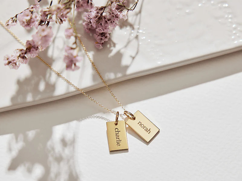 Engraved Mini Dog Tag Necklaces for Moms | Tiny Tags | Tiny Tags
