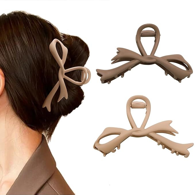 SuPoo 2 Pack Bow Claw Clip Hair Clips for Women Metal Big Hair Clips for Thick Hair Thin Hair Lar... | Amazon (US)