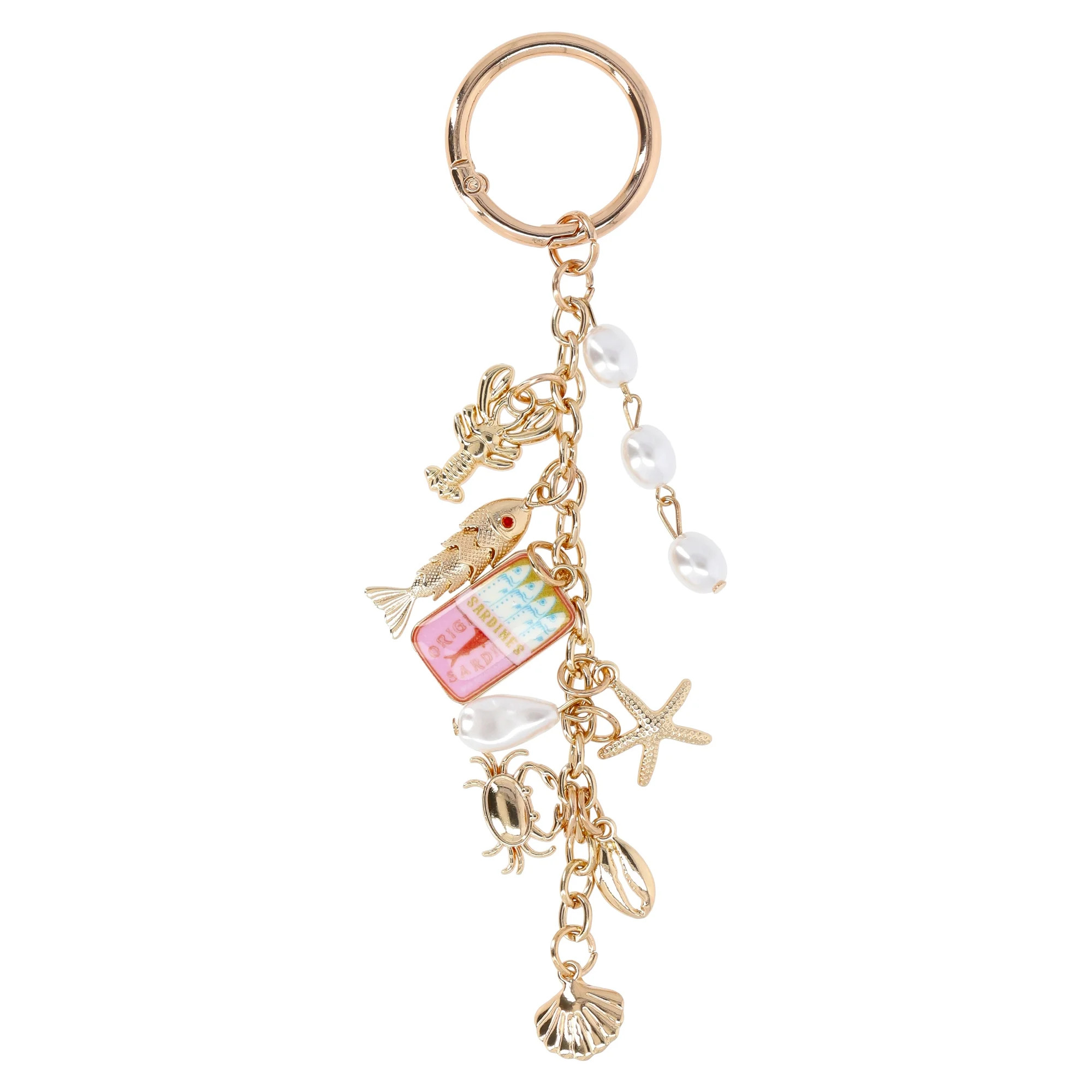 No Boundaries Women's Beach Icons Bag Charm, Gold Shell Clutter Charm | Walmart (US)