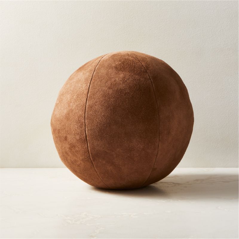 Terre Brown Suede Sphere Throw Pillow + Reviews | CB2 | CB2