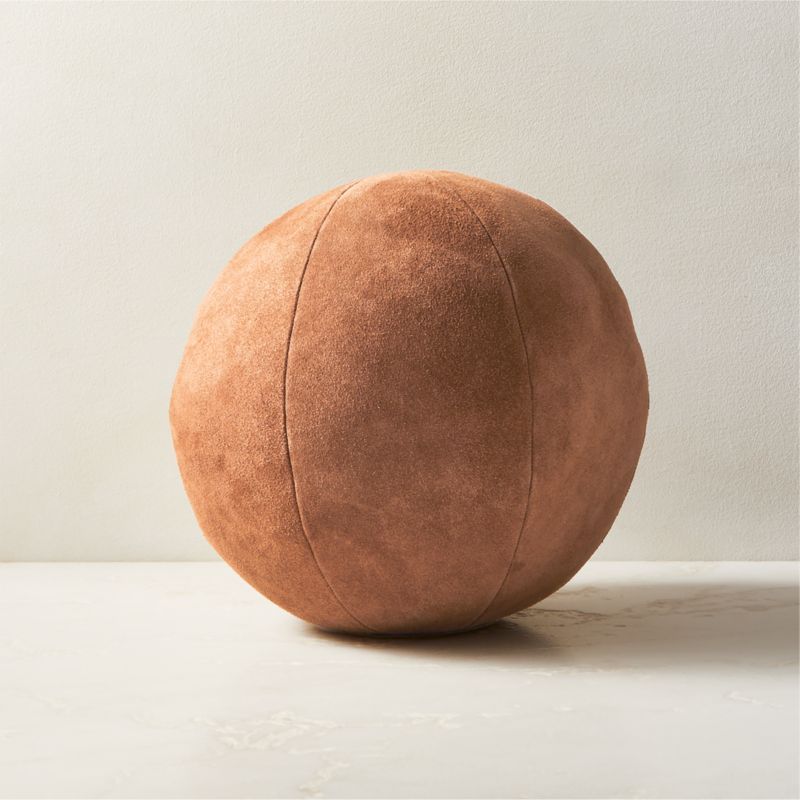 Terre Brown Suede Sphere Throw Pillow + Reviews | CB2 | CB2