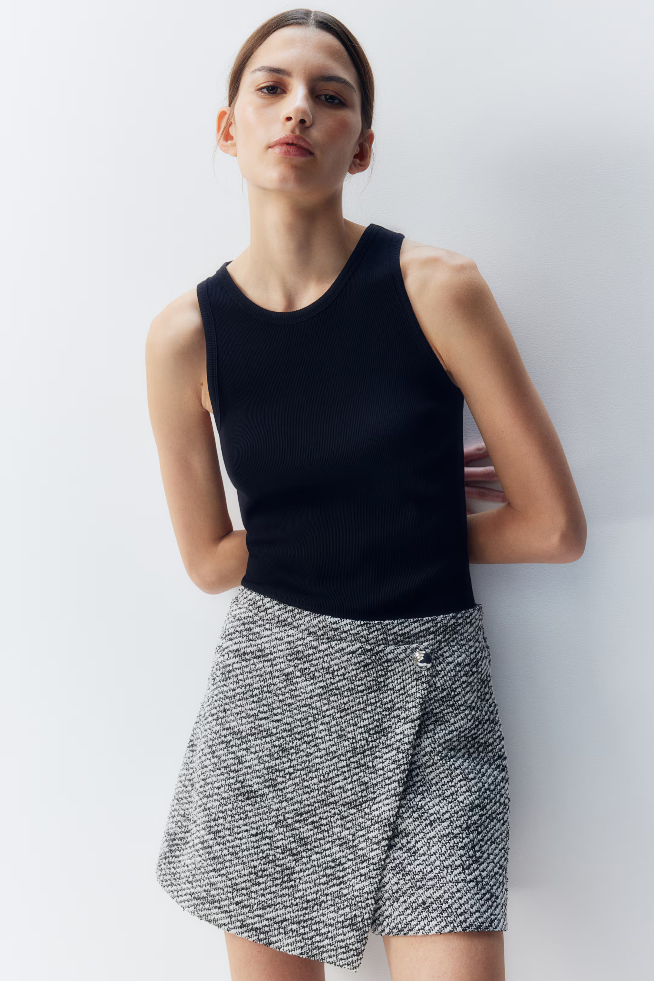 Wrap Skort - Black melange - Ladies | H&M US | H&M (US + CA)