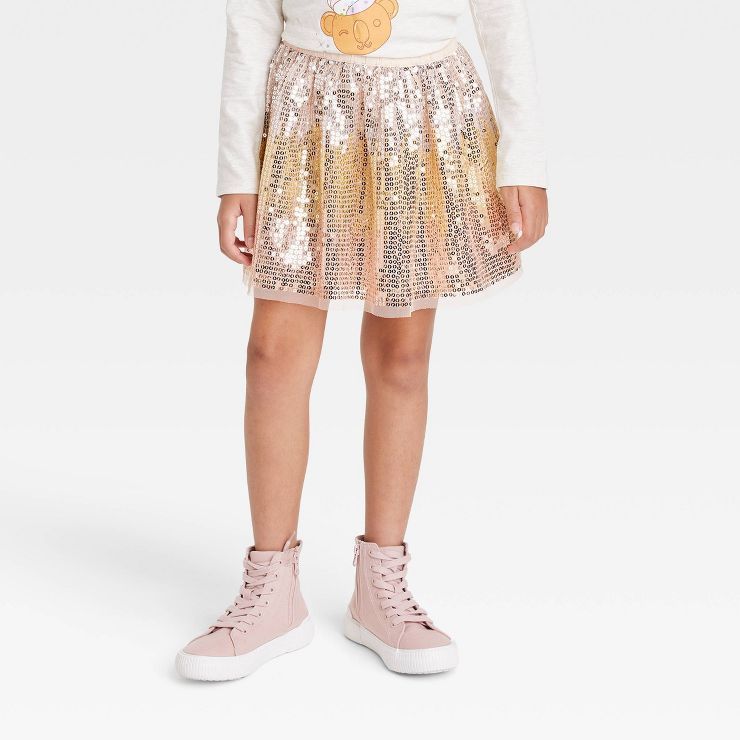 Girls' Ombre Sequin Skirt - Cat & Jack™ Gold | Target