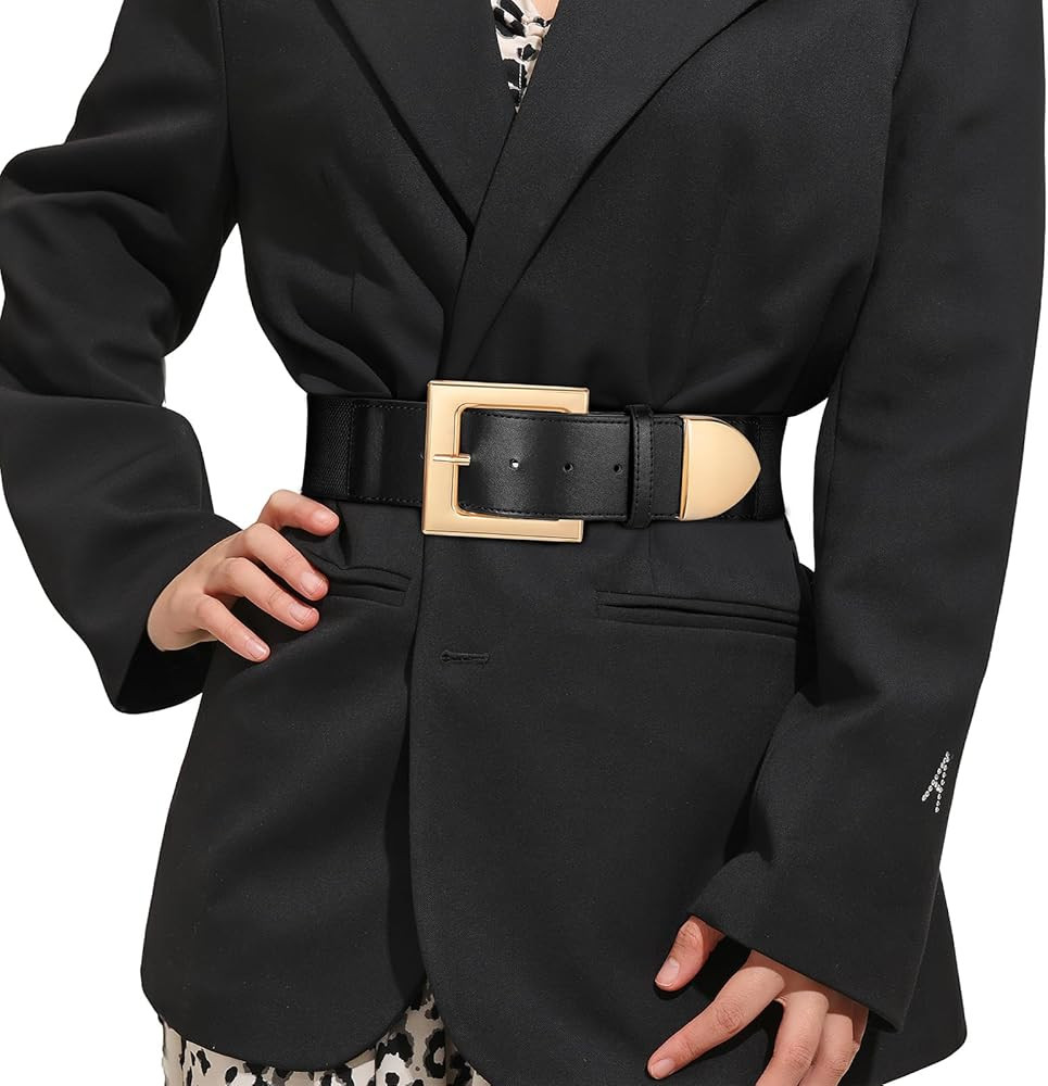 WERFORU Women Wide Elastic Waist Belt with Square Buckle Ladies Thick Stretch Belt for Dress Wais... | Amazon (US)