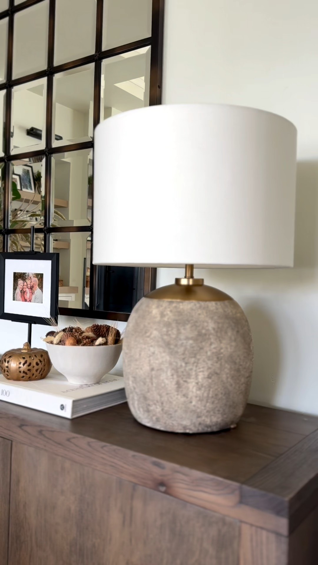 Loving textured table lamps right now! This concrete and brass combo adds so much coziness to the space. 

#consolestyling #consolestyle #consolestylingideas #tablelamps #texturedlamp #hallwaydecor #hallwaydesign

#LTKHome