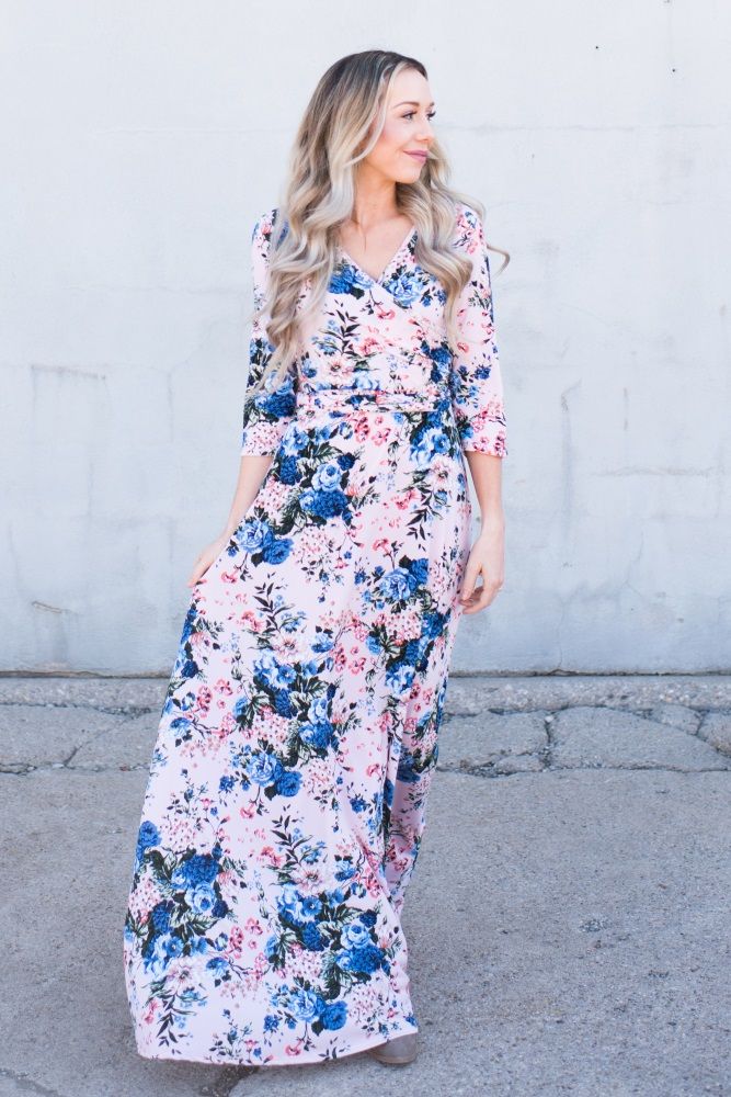 Light Pink Floral Maxi Wrap Dress | PinkBlush Maternity