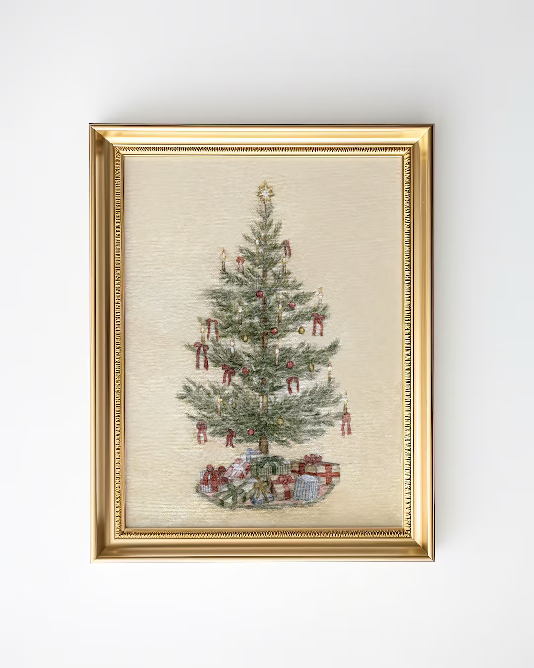 Christmas Tree Watercolor Print Christmas Wall Art Vintage Christmas Painting - Etsy | Etsy (US)