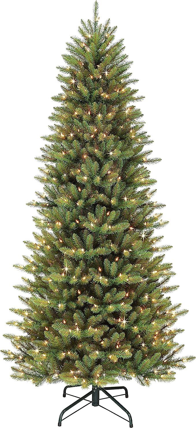 Puleo International 6.5 Foot Pre-Lit Slim Fraser Fir Artificial Christmas Tree with 350 UL Listed... | Amazon (US)