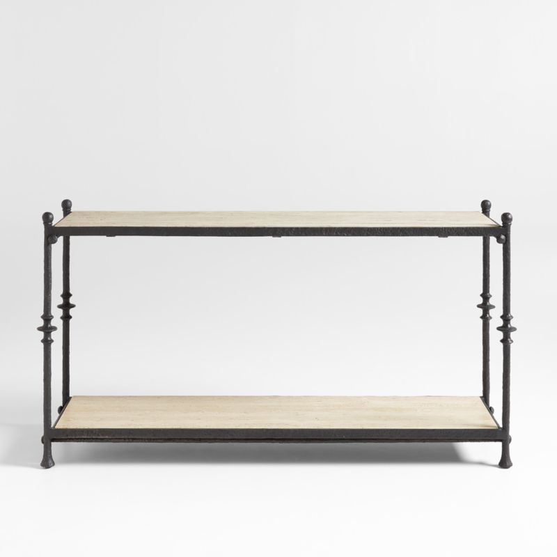 Estate Travertine and Metal Console Table by Jake Arnold | Crate & Barrel | Crate & Barrel