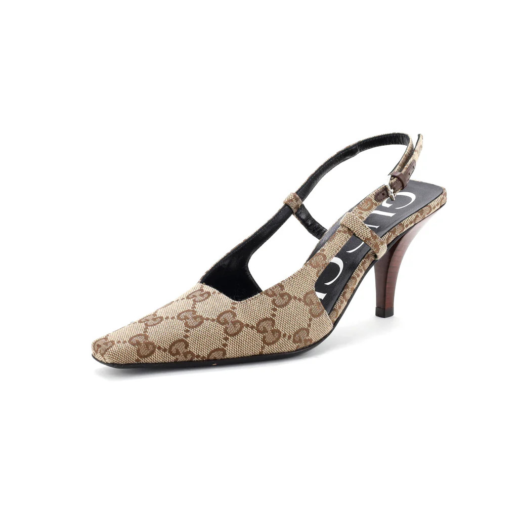 Women's Aria Slingback Pumps GG Canvas | Rebag