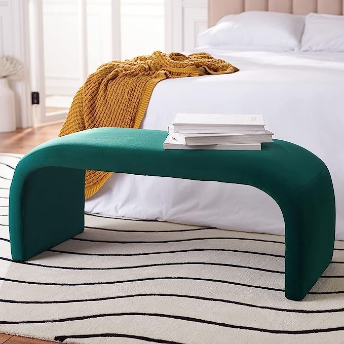 SAFAVIEH Home Collection Tenko Modern Emerald Velvet Bench (Fully Assembled) BCH1300D | Amazon (US)