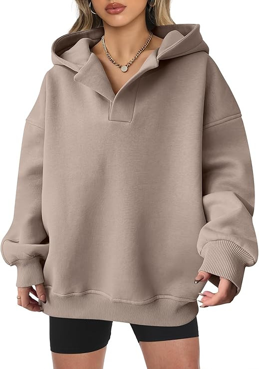 ANRABESS Womens Oversized Hoodies V Neck Sweatshirts Fleece Long Sleeve Pullover Y2K Clothes 2025... | Amazon (US)