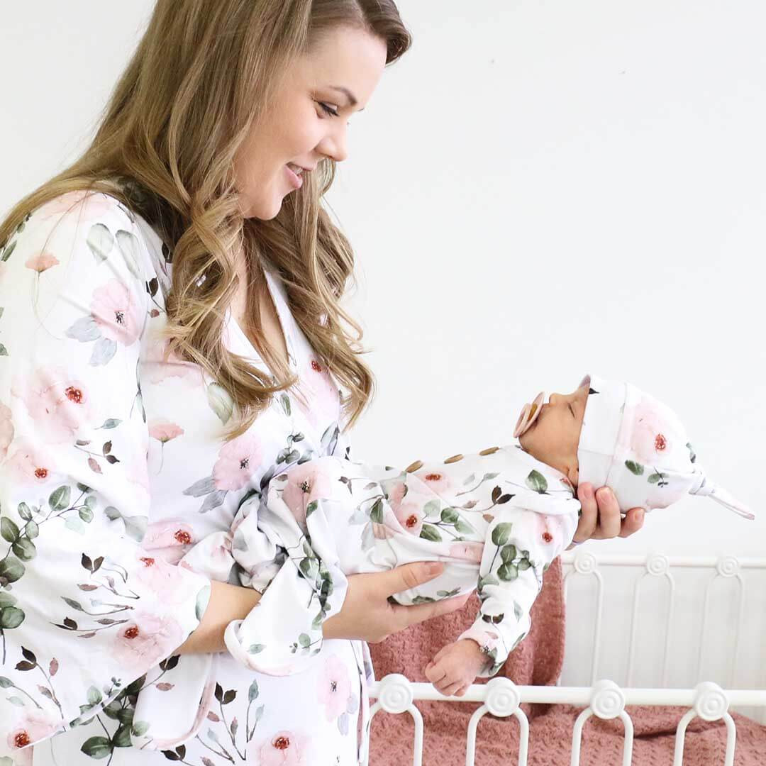 Millie's Dusty Rose Garden Knit Maternity Robe | Caden Lane