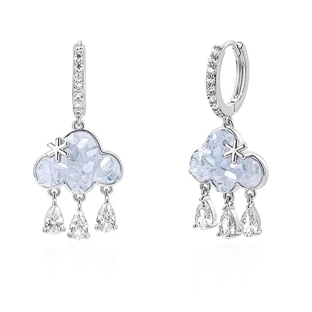 Dainty Cloud Crystal Dangle Stud Earrings for Women 925 Sterling Silver Post Pin Cubic Zirconia L... | Amazon (US)