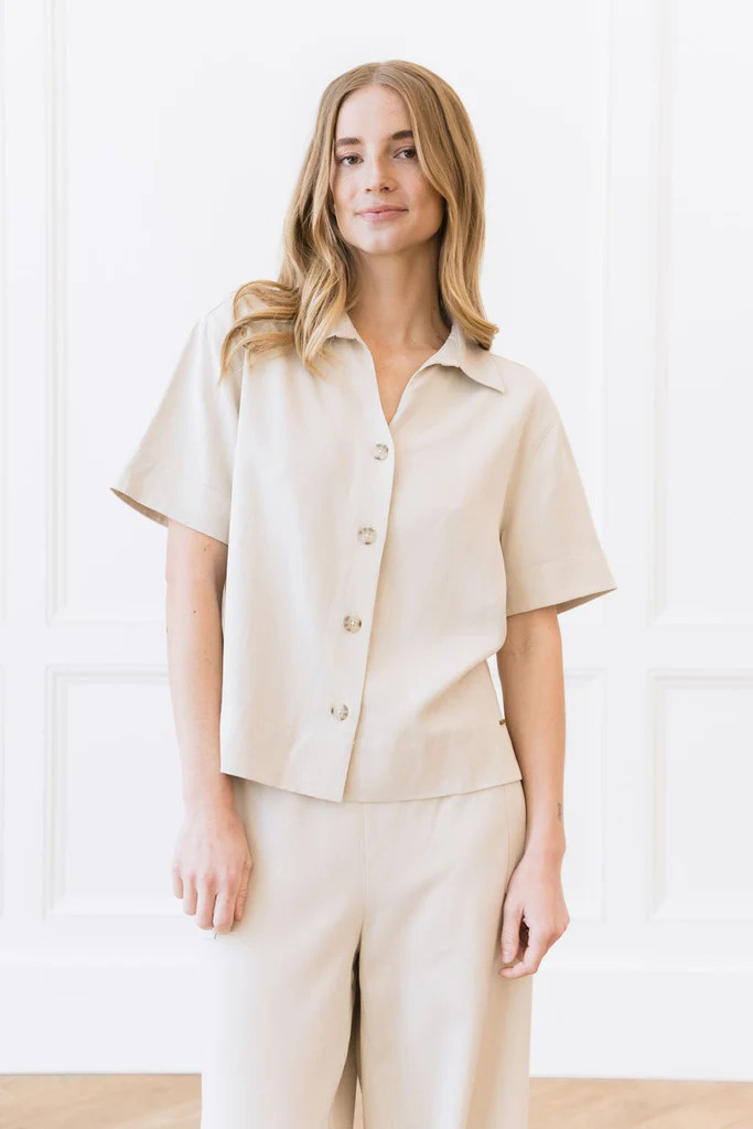 Women's Cozy Earth Coastal Comfort Short Sleeve Button Down | Cozy Earth