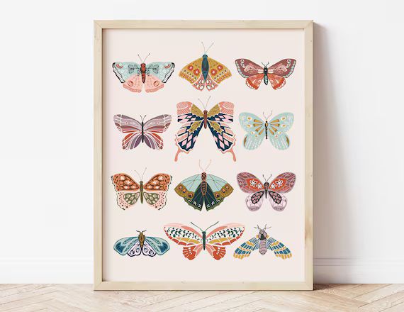 Boho Butterflies Printable Art Digital Print Girl's | Etsy | Etsy (US)