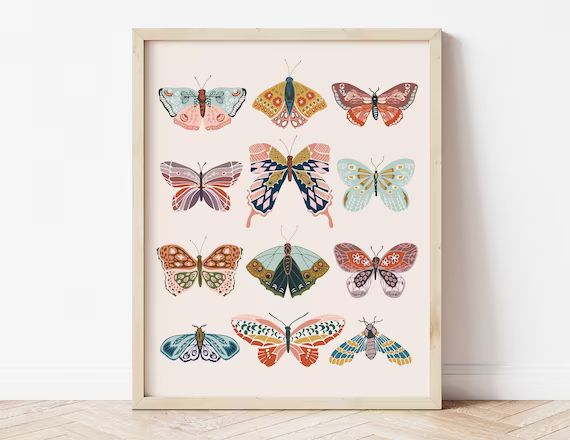 Boho Butterflies Printable Art Digital Print Girl's | Etsy | Etsy (US)