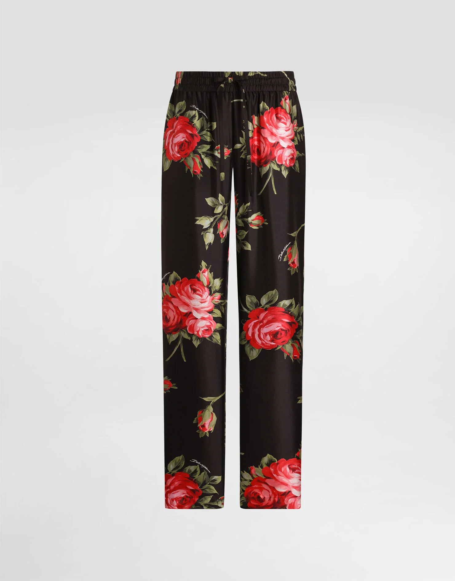 Rose bouquet-print vanity twill trousers | Dolce & Gabbana US