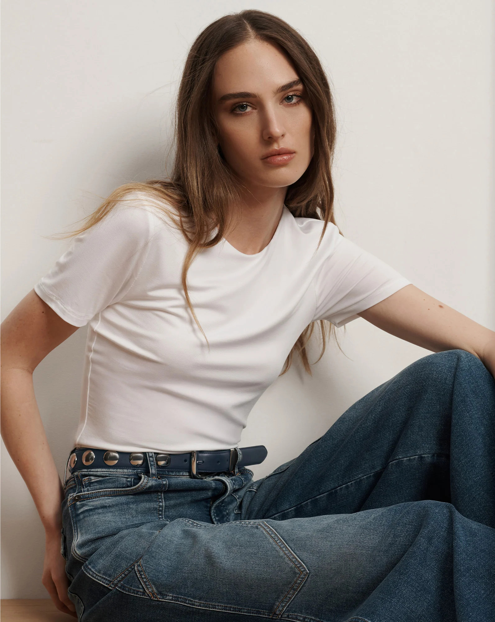Benedict Crewneck Short-Sleeve T-Shirt in White | Veronica Beard | Veronica Beard