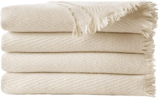 ZonLi Cream Throw Blanket Lightweight Herringbone Throw Blankets for Couch Beige Boho Throw Blank... | Amazon (US)