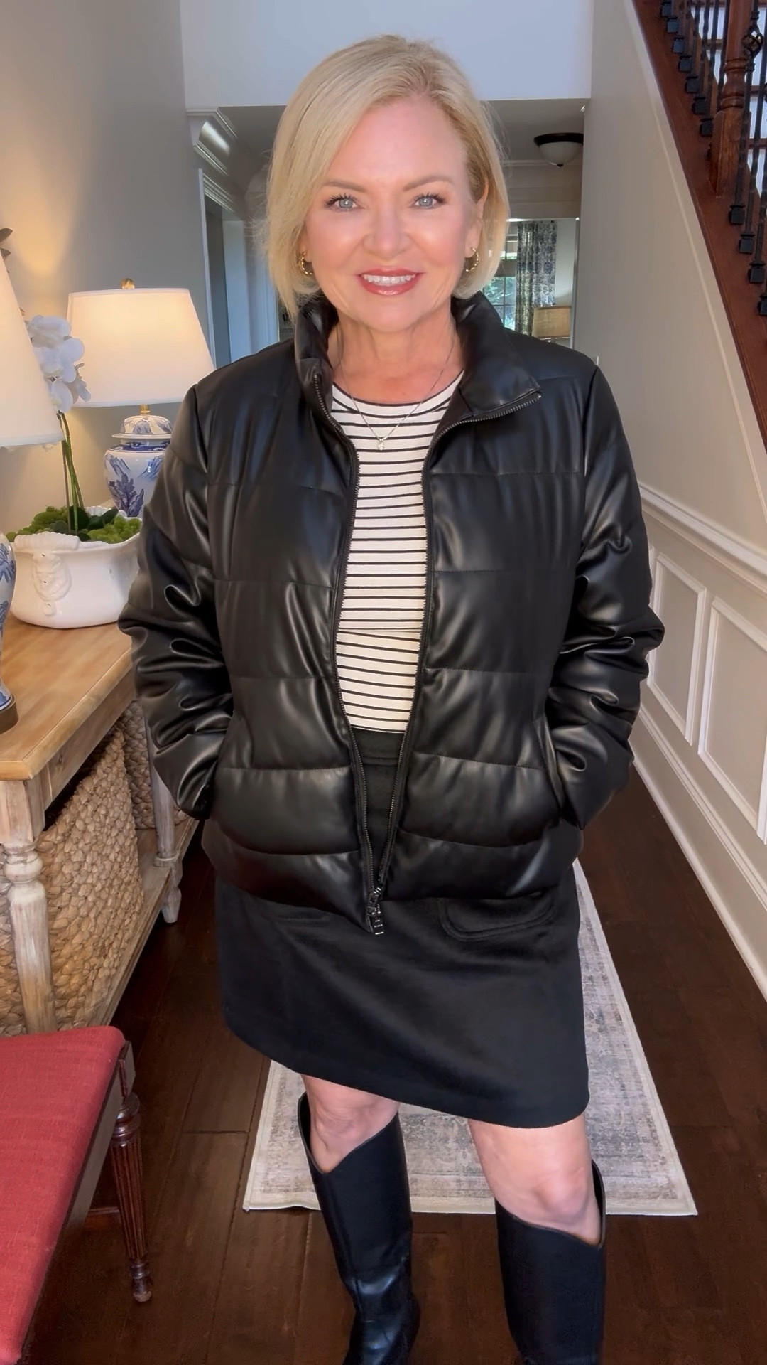 Puffer jacket, but in faux leather! This one is so cute and surprisingly versatile. It isn't super puffy, so it's a great light jacket. I receive compliments every time I wear it!

Fall outfits
Puffer jacket
Faux leather
Petite 
Fashion over 50

#loft 
#nordstrom
#fashionover50
#petitefashion
@loft
@nordstrom

#LTKOver40 #LTKStyleTip #LTKVideo