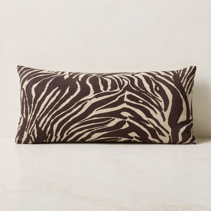 Ziggy Zebra Print Modern Throw Pillow with Down-Alternative Insert 23''x11'' | CB2 | CB2