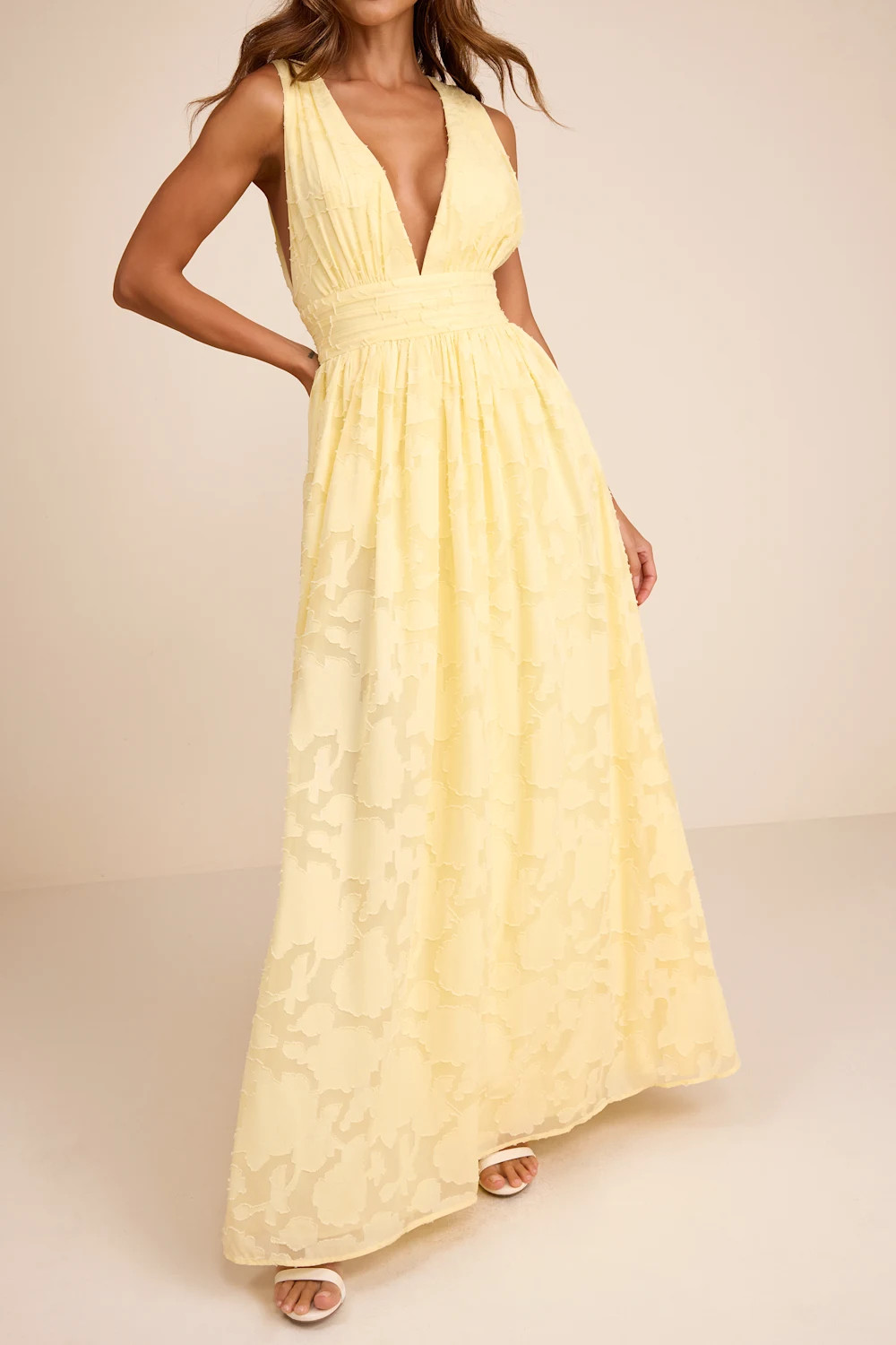 Sweet Sophistication Light Yellow Burnout Floral Maxi Dress | Lulus
