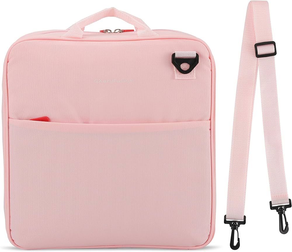 Zipper Binder with Shoulder Strap & Handle, 3 O-Ring Binder for Office & School Supplies, Pink | Amazon (US)